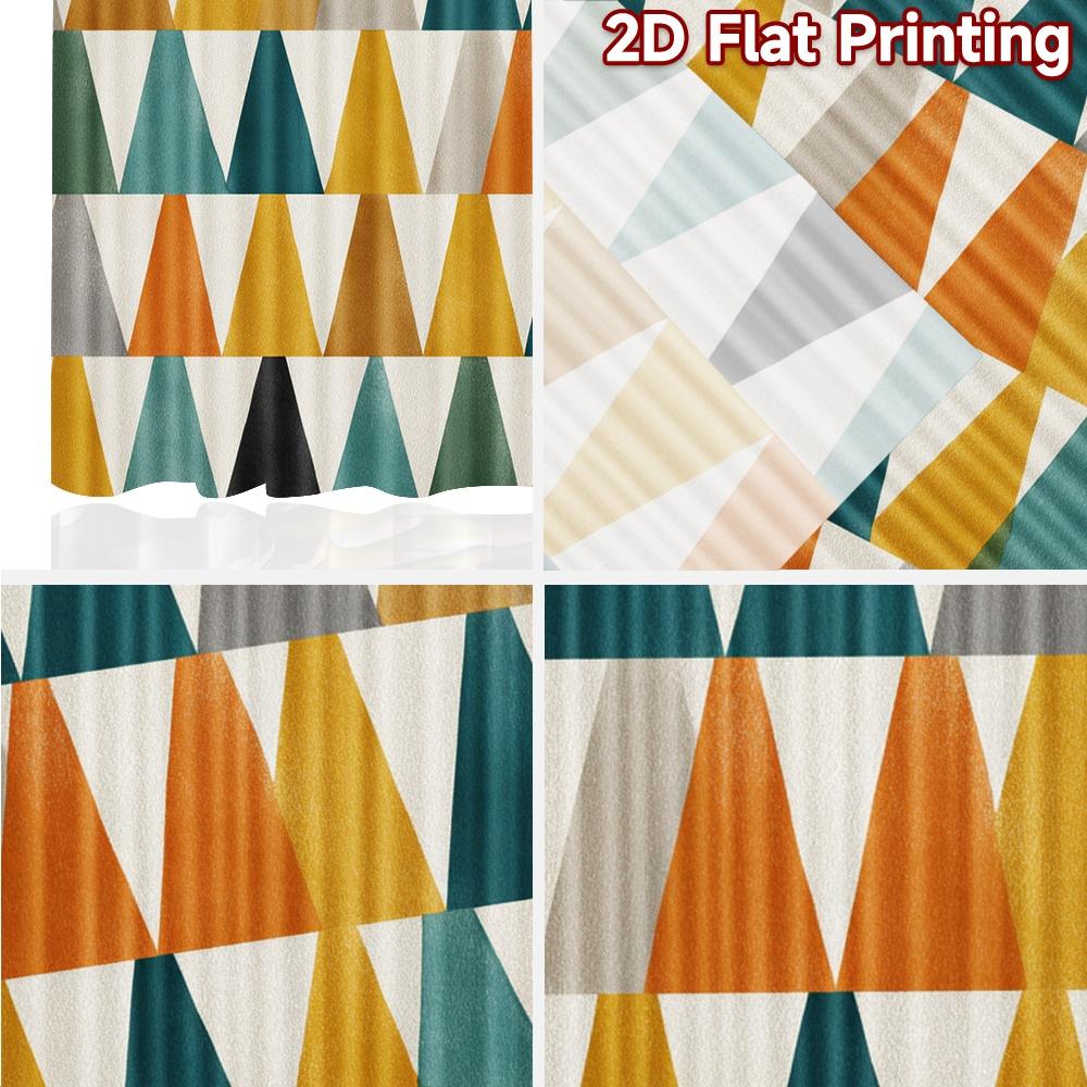 2pcs, 2D FLAT PRINTING Curtains (Without Rod) Colorful Stripes Christmas holiday curtains with digital printing Fabric Curtains