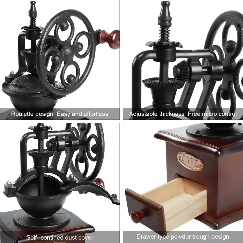 Hand Cranked Vintage Coffee Bean Grinder Manual Coffee Grinding Machine Coffee Mill Burr Cafe