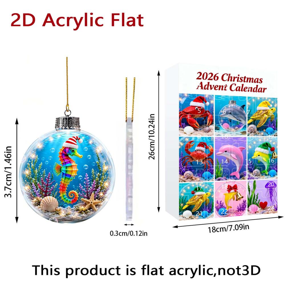 Animal Advent Calendar with 2D Hanging Ornaments - Holiday Countdown