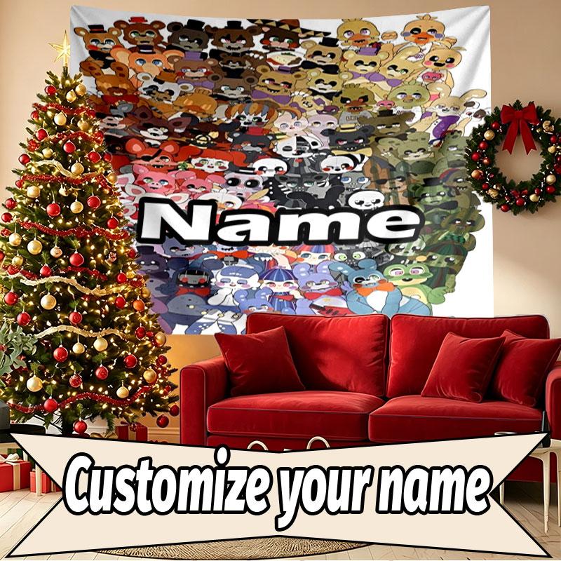 Custom Name Personalized Five Nights at Freddy's Print Tapestry, Wall Art Decor, Bedroom, Dorm, Apartment, LivingRoom, Party Backdrop, Gift for Birthd