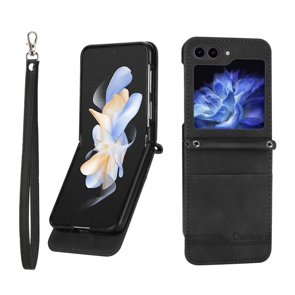 Hinge Protection Phone Case for Samsung Galaxy Z Flip 7 6 5 4 3 5G Flip7 FE Hand Strap Wallet Cards Holder Leather Cover