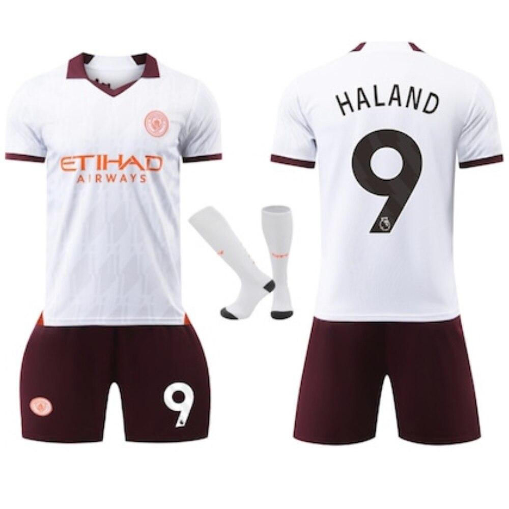 2023/2024 Man City Haaland Kids Football Kit Party Chili White Sportswear Children's Day Gift Polyester