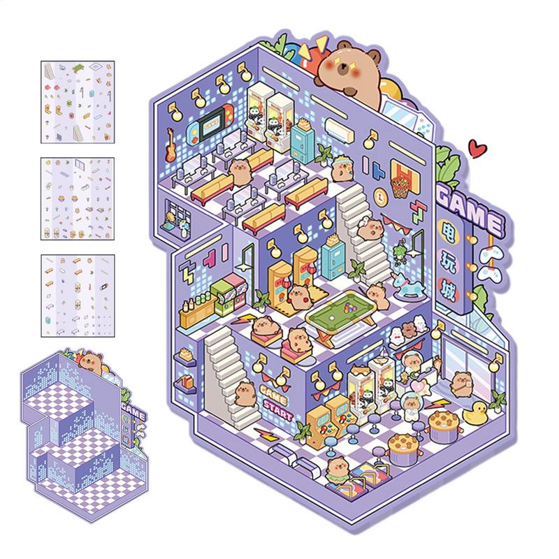Animal Paradise 3D DIY Stickers Landscape Cabin Scene Sticker Hand Account Gift for Kid Christmas Festival