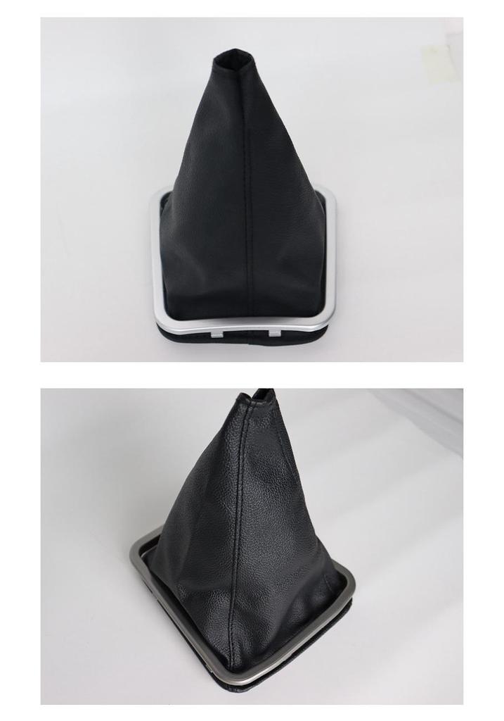 Black Leather Gear Shift Knob Cover with Silver Trim for Lifan 520 Cars