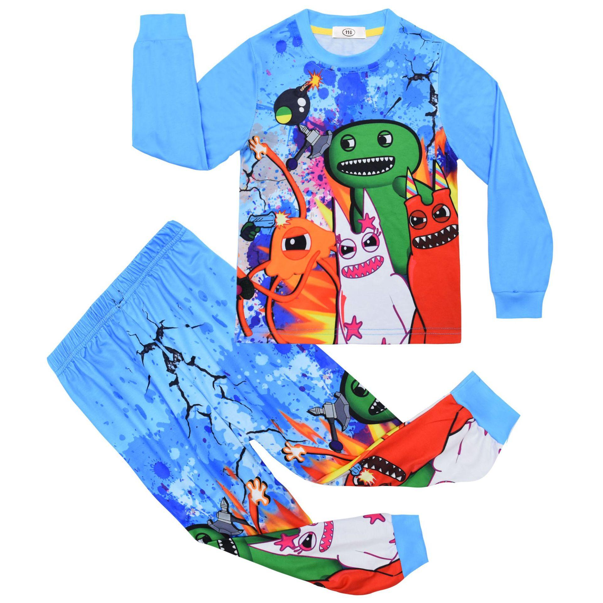 Long-Sleeved Set, Cartoon Digital Printing Clothing, Medium And Large Children S Long-Sleeved Loungewear Set 7741 110