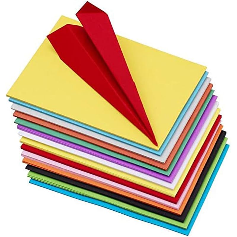 OFIXO 100 Pcs A4 Sheets Square Double Sided 5 Colored Origami Folding Lucky Wish Paper DIY Craft