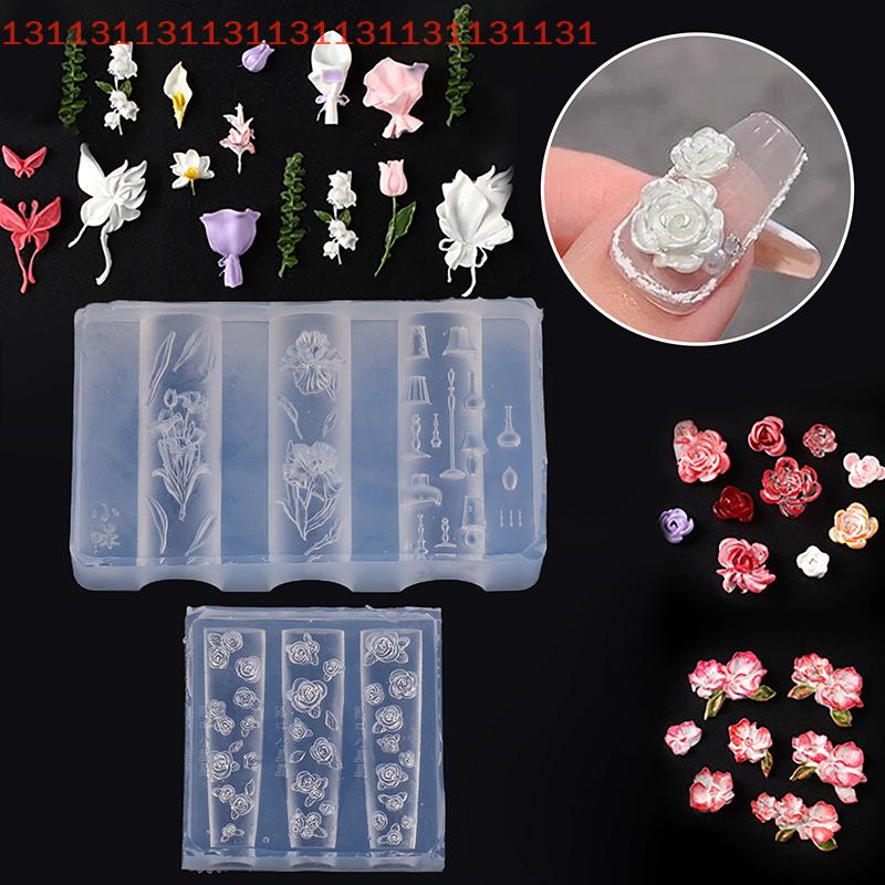 3D Stereoscopic Design Manicure Tool for Salon And Home Use Flower Shape Silicone Nail Mold for DIY Nail Art Stamping Decoration