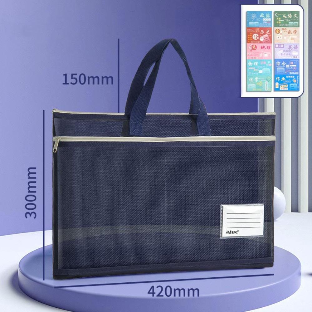 A3 Large Capacity Mesh Art Bag Large 8k Sketch Drawing Album A4 Test Paper Bag Zip Handbag Shoulder Bag Nylon Mesh School синий