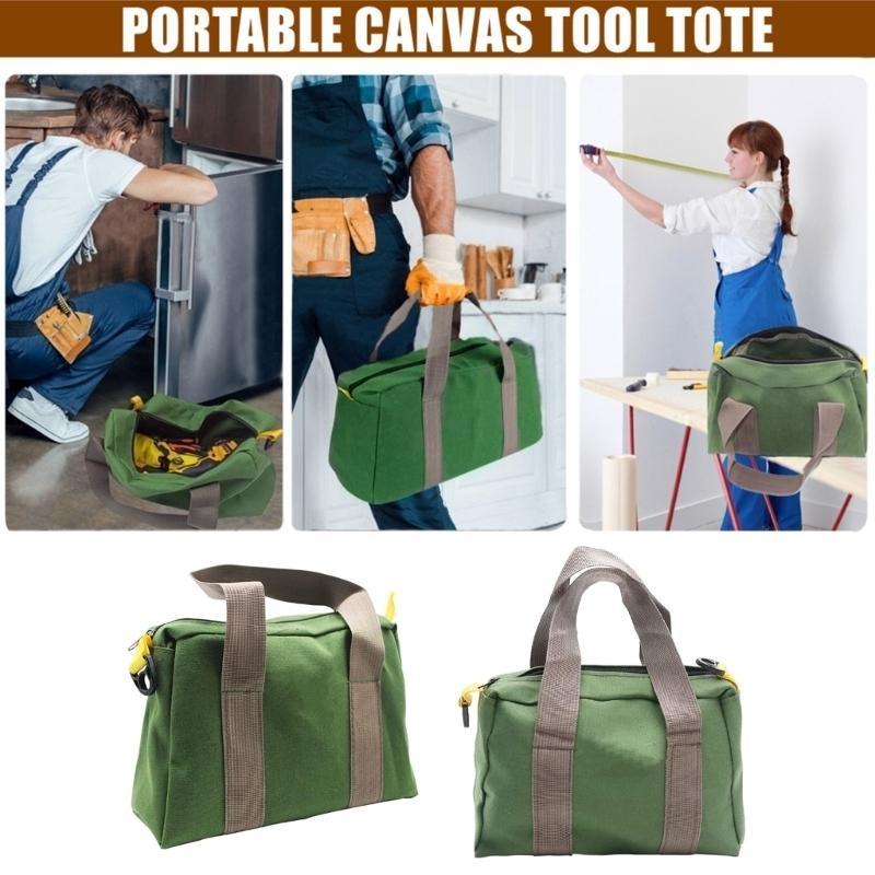 652F Wide Mouth Canvas Tool Waterproof Storage Canvas Tool Bag For Mechanics Plumbers Electricians