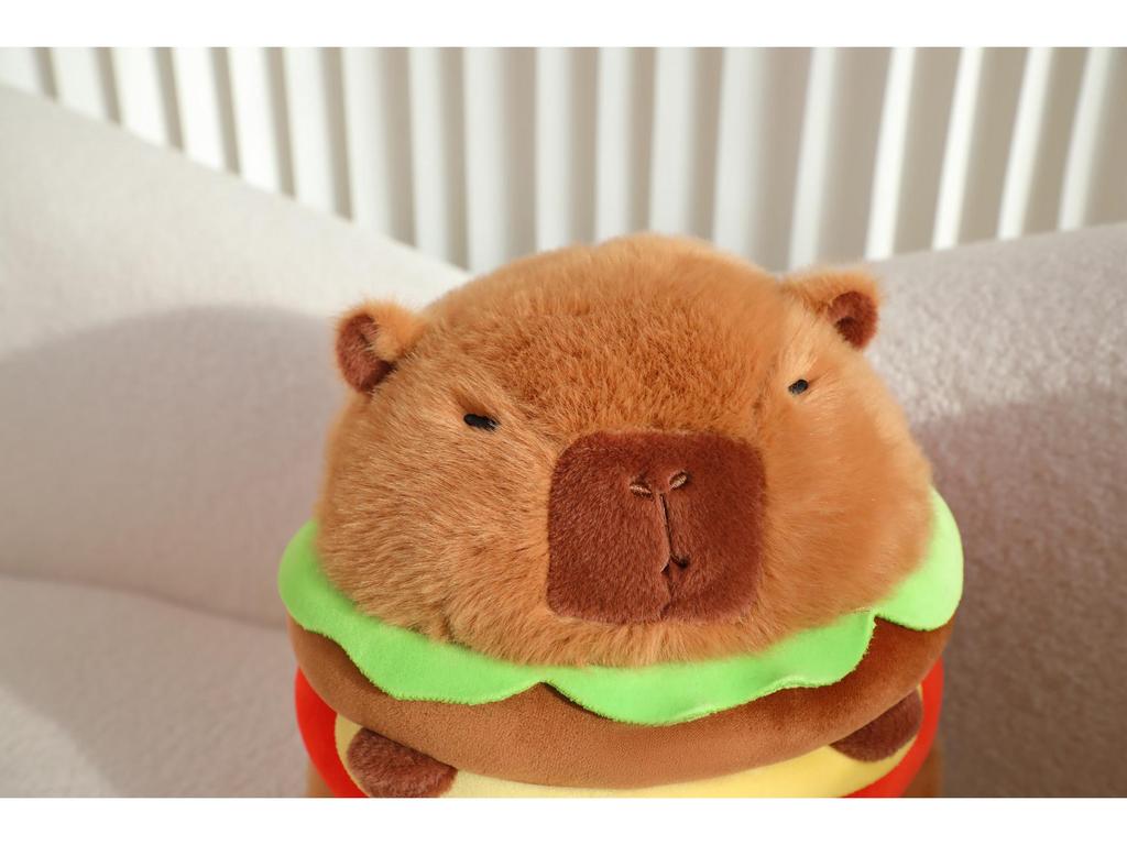 Capybara Hamburger Plush Toy Pillow - Cute Cartoon Doll Holiday Gift