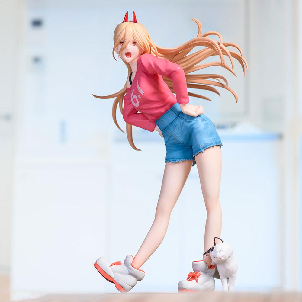 15CM Anime CHAINSAW MAN Figure POWER Sitting Position Anime Model Toys Gifts Collection Decoration Ornaments PVC