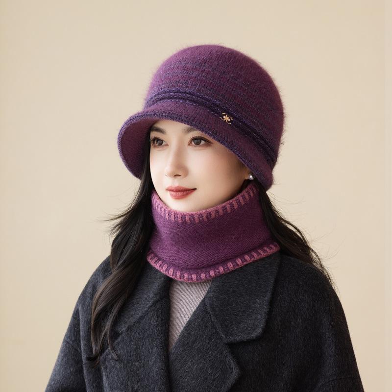 In The Elderly Mother Fisherman Hat Women'S Wool Hat Autumn And Winter Grandma Scarf Warm Knitted Basin Hat