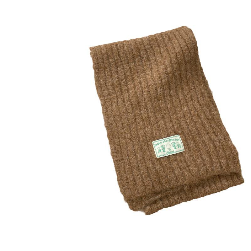 Eșarfă de iarnă în stil coreean din mohair, culoare solidă, pentru femei - Design tricotat moale și confortabil pentru studenți