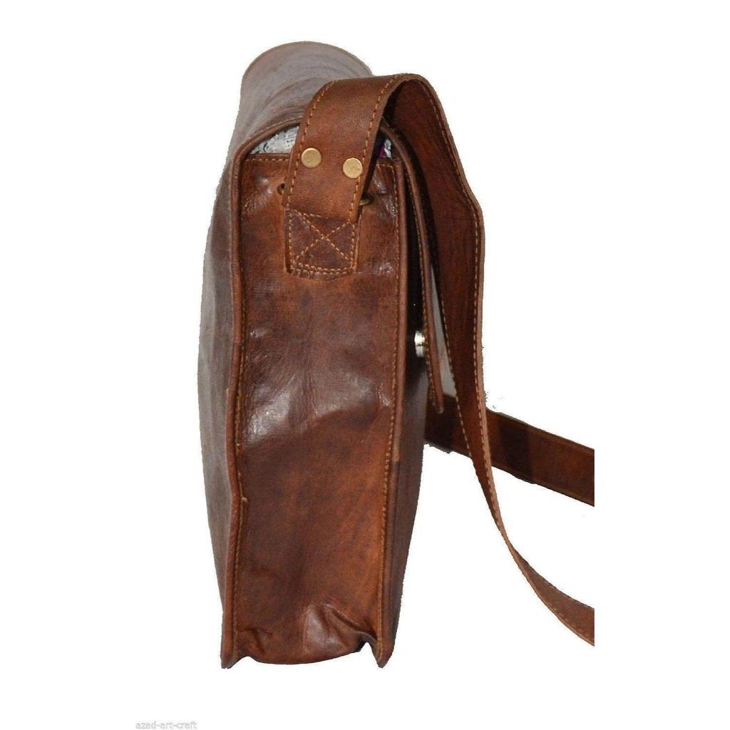 Mens Leather Cowhide Brown Crossbody Shoulder Satchel Messenger Bag....