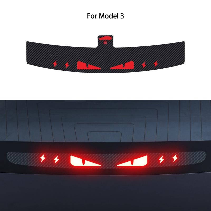For Tesla Model Y 3 High Mount Mounted Brake Lamp Carbon Car Brake Projection Board PVC Soft Decal Top Tail Light Emblem Sticker