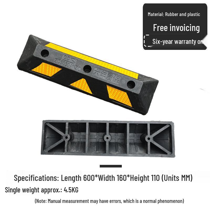 Rubber & Plastic Wheel Chock: Anti-Collision Parking Stopper for Garage and Reversing.