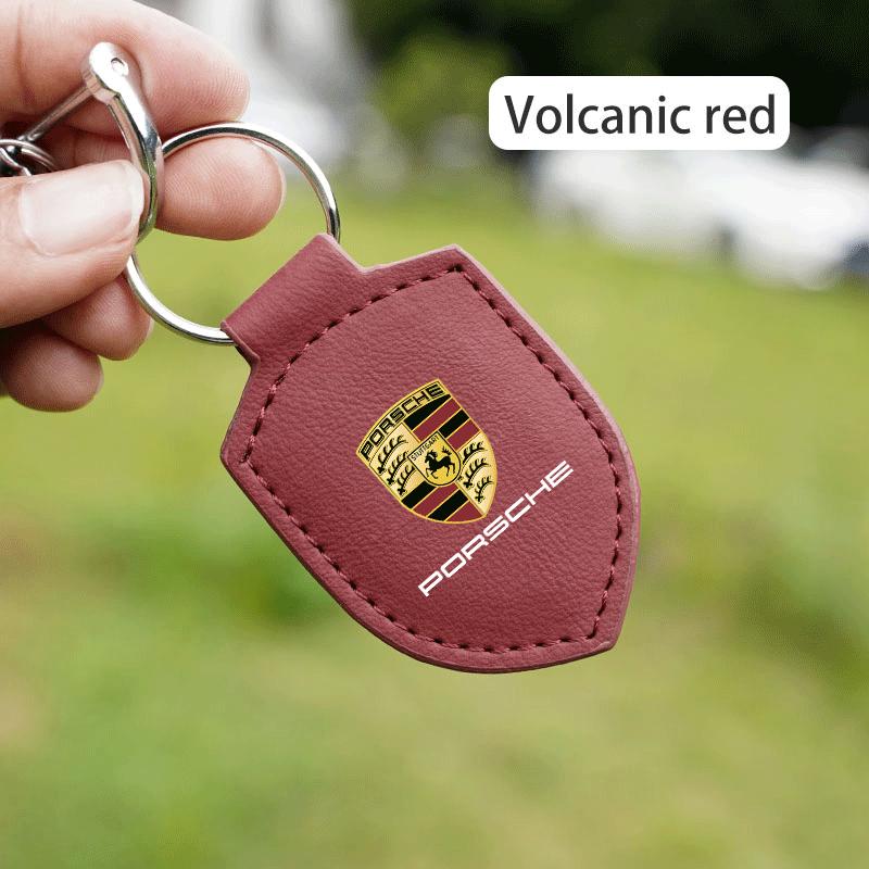 

Car Key Ring Shield Modeling Keychain Buckle Accessories For Porsche Cayenne Panamera Macan 911 718 Taycan Boxster Cayman 918 красный