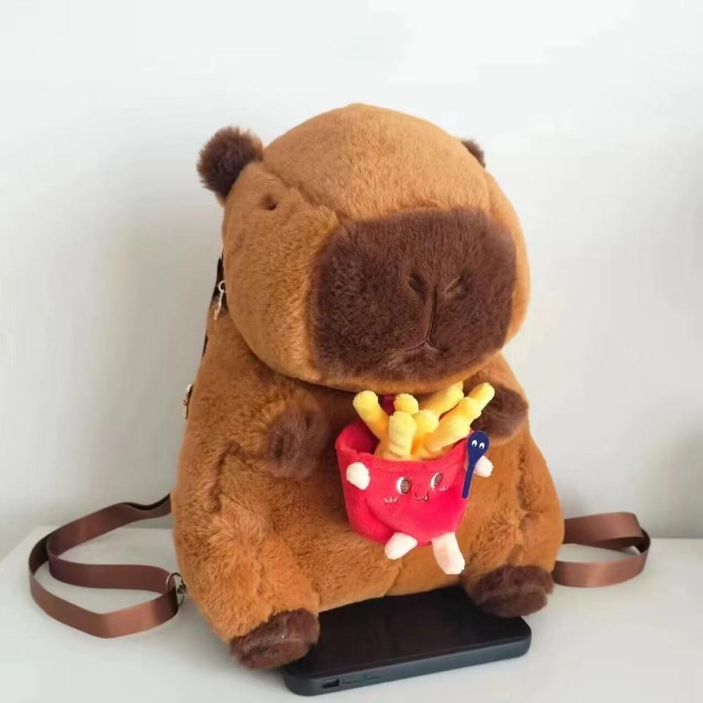 Capybara peluş sırt çantası Kawaii moda peluş bebek kürk çanta çocuk çantası omuzdan askili çanta Mini sırt çantası çanta kız arkadaşı için hediyeler