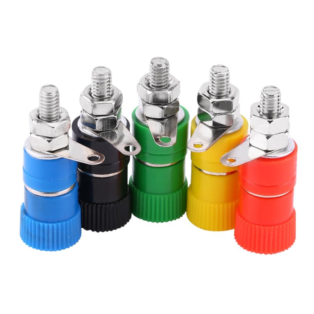 20 Pcs 4MM Binding Posts Terminal 5 Colors Durable Female Jack Color Coding Banana Plug Connectors Amplifier Terminal