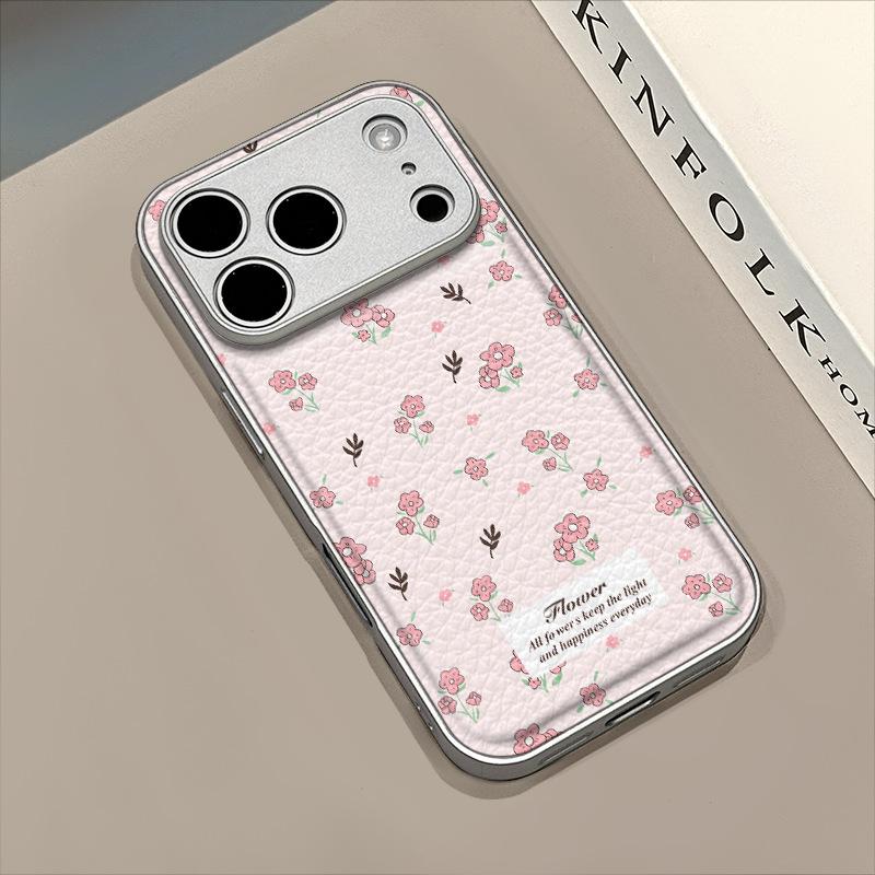 Full screen crushed flower is suitable for Apple 17pro mobile phone case iphone16pm leather pattern, personalized anti-drop