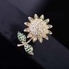 Trendy Shiny Rhinestone Sunflower Brooches Anti-Light Buckle Brooch Small Pin