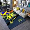 Motorcycle Racer The Doctor Carpet Mat Black Yellow Racing Track Living Room Rug with Number 46 Dynamic Design Home Decoration