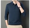 Waffel Herren Langarm T-Shirt Frühling Revers Business Casual Poloshirt Stretch Oberteil Sweatshirts Herren Casual Pullover