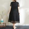 Korte mouw Grote maten kant vintage bloemen nieuw in jurken voor dames casual los lang zomerjurk