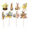 8pcs Easter Cake Inserts Deco Cake Tag Bunny Easter Holiday Party Cake Decoration Insert Card for Easter Party Food Decorations