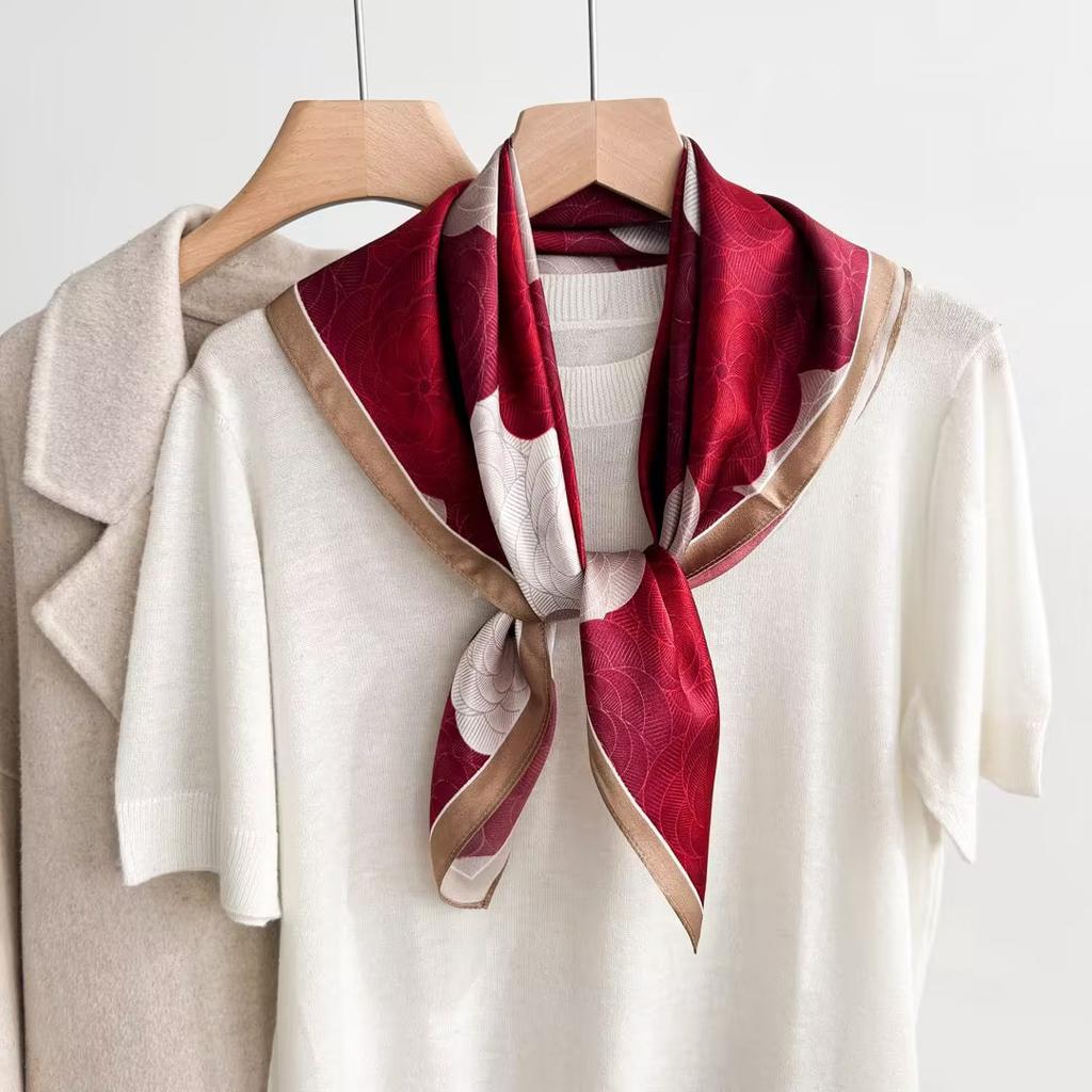 New 100% Natural Silk Scarf Square Female Fashion Beach Pashmina Bufanda Women Shawl Wraps Bandana 65cm Scarves Foulard Echarpe