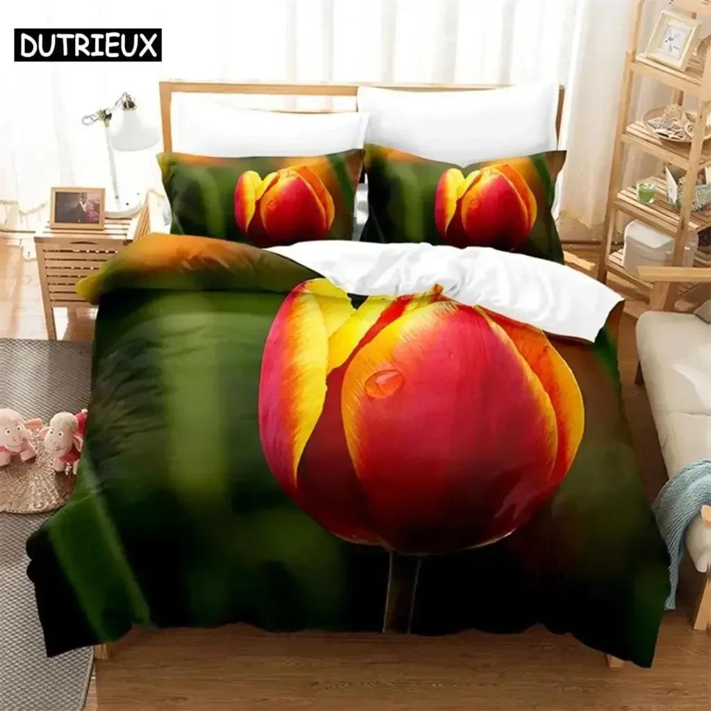 Luxury New 3D Print Tulip Comfortable Duvet Quilt Cover Pillowcase Bedding Set Children Bedroom Decoration Home Textile
