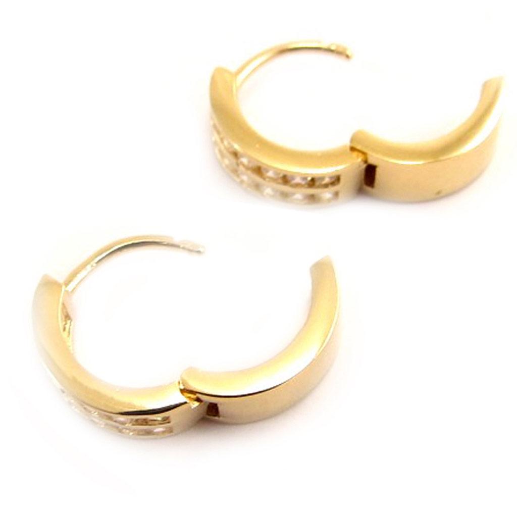 Les Trésors De Lily [L4322] – Pozlacené kruhové náušnice „Goddess“ – Bílé zlato – 10x5 mm