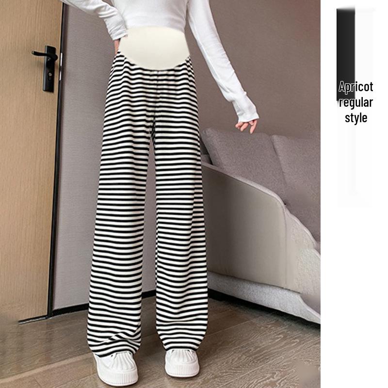 2026 Spring Korean Striped Maternity Wide-Leg Pants 3XL