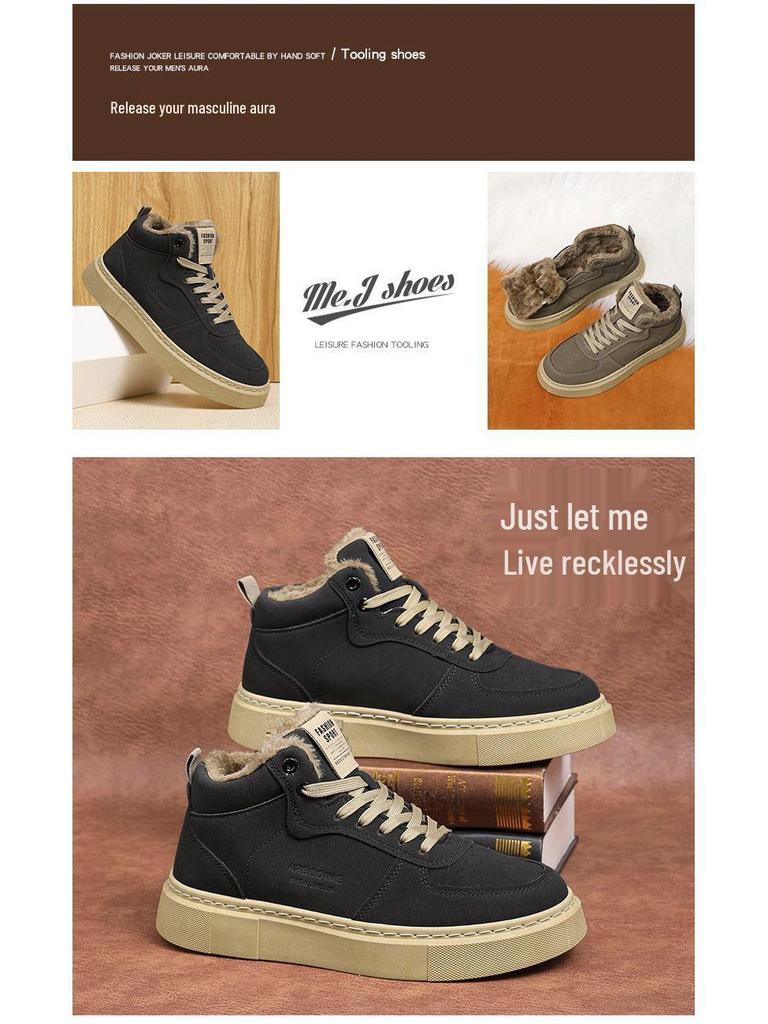 Pánské zateplené retro zimní tenisky s vysokým svrškem a sametovou podšívkou