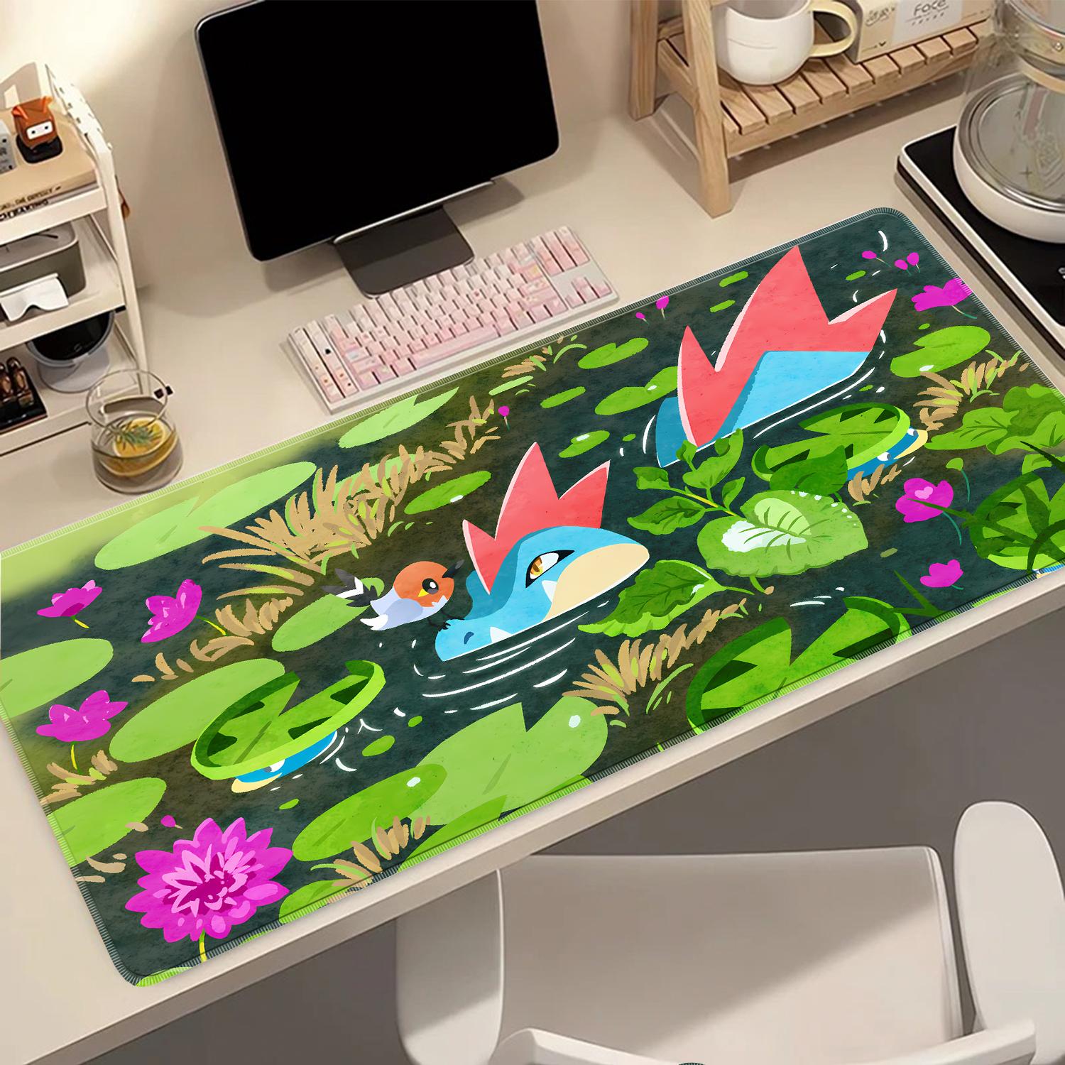 Pokemon Feraligatr Gaming Mouse Pad Waterproof Desk Mat Keyboard Table Rug for Laptop Gamer Home Office Game Desktop Decoration 800x400x2mm