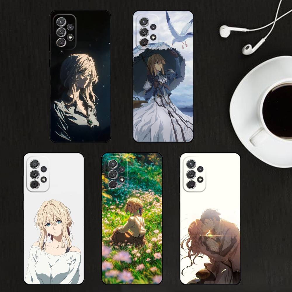 Anime V-Violet evergarden Phone Case For Samsung S25,S24,S21,S22,S23,S30,Ultra,S20,Plus,Soft Silicone Black Cover