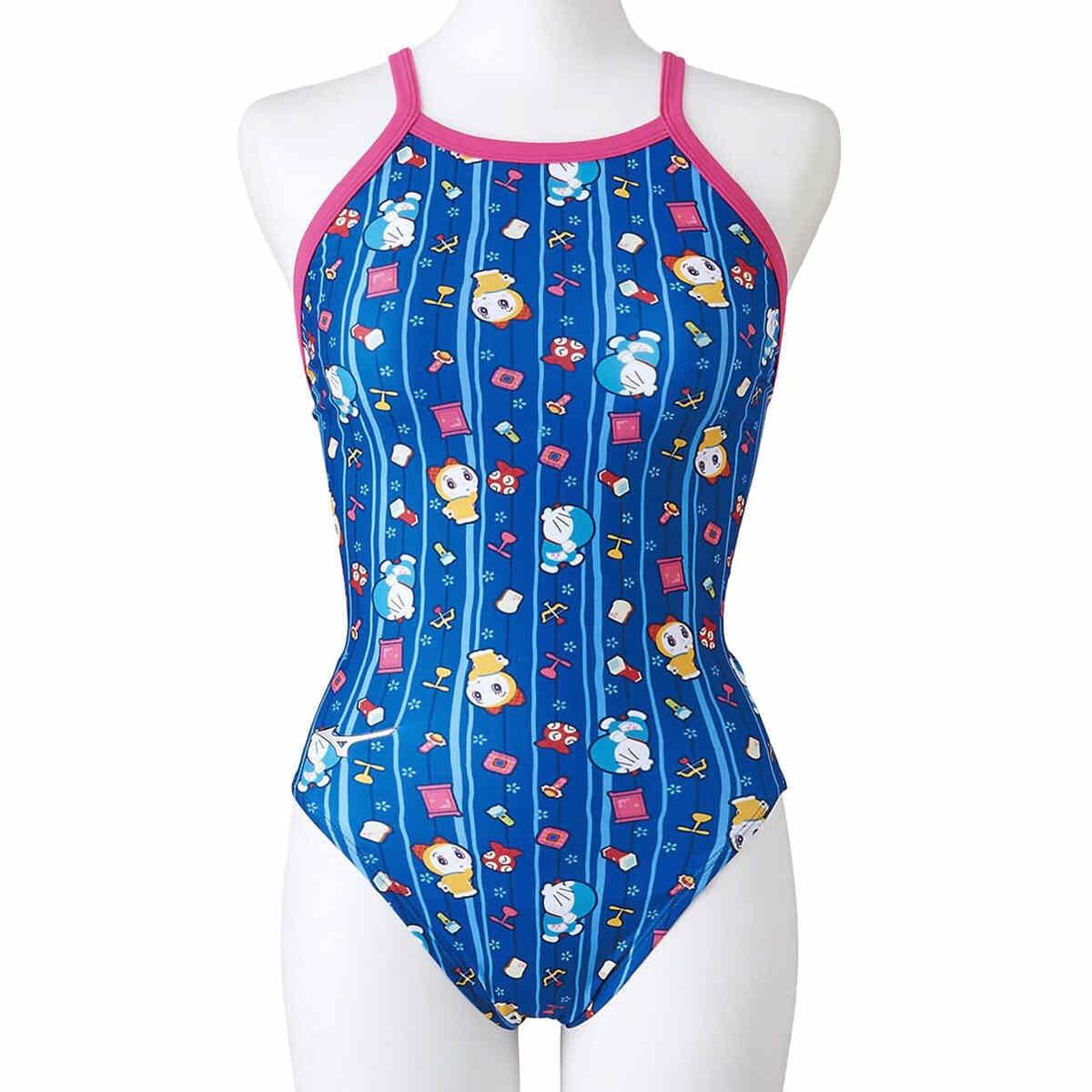 

MIZUNO EXER SUITS Medium Cut Swimsuit for Competitive and Training Use Size 130cm Girls (Doraemon) N2MA2490, Navy, 14,