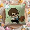 Cartoon M-Monchhichis Cushion Cover Linen Organic Fabric Double-Sided Printing Breathable Pillow Case Sofa Home Decor Gift