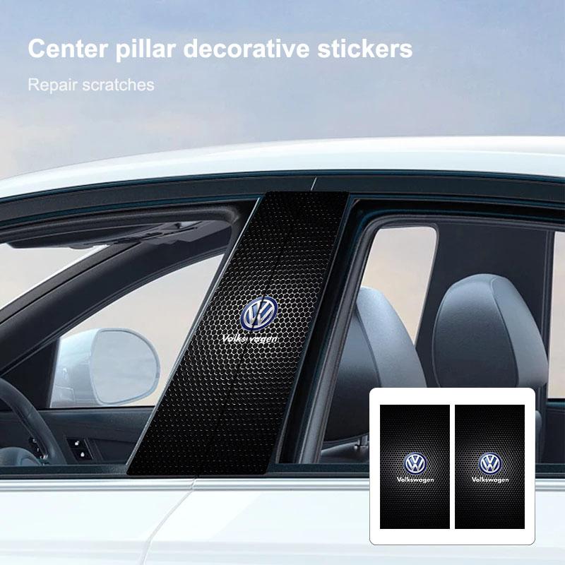 2Pcs Car Logo Center Pillar Protective Film Anti-scratch Sticker Decal For Volkswagen B5 B6 B7 T4 T5 Golf 4 5 6 7 Polo Passat Tiguan Jetta Gol