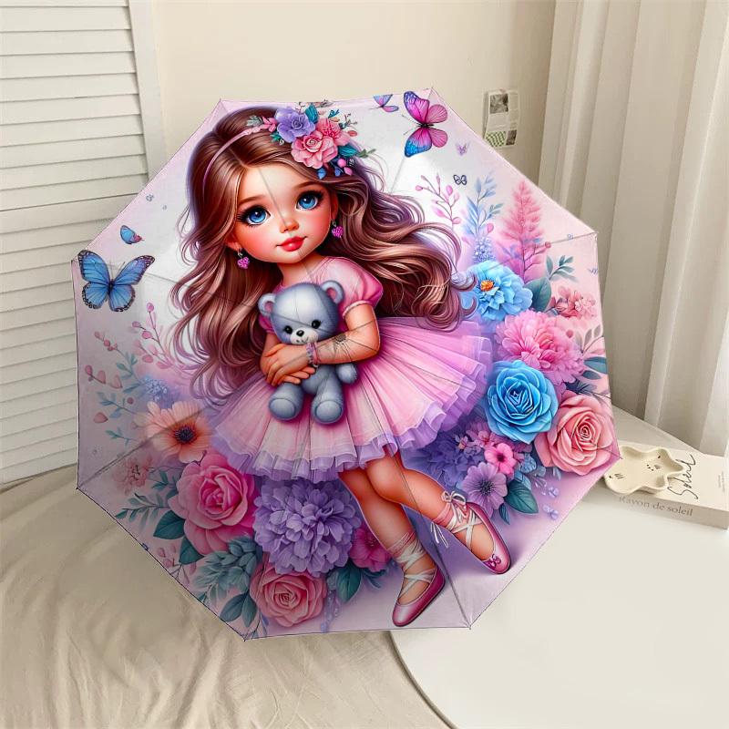 

1PC Flower Butterfly Umbrella-8-Rib Reinforced Portable Folding Travel Suitable for All Seasons Outdoor Daily Use-H0326