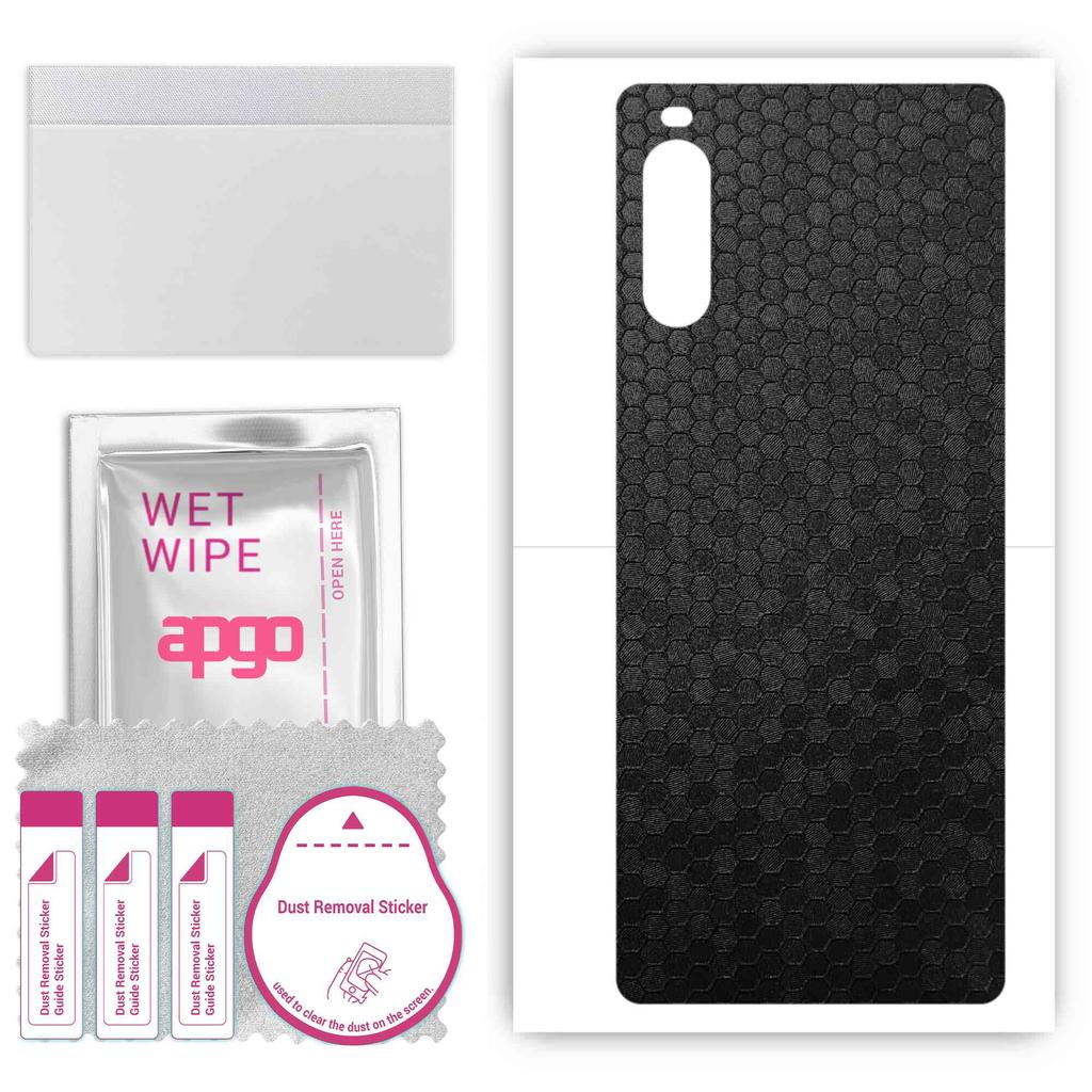 apgo Autocolant de protecție pentru spate compatibil cu Sony Xperia 10 III SOG04, folie de ambalare, folie, vinil - model Fagure negru
