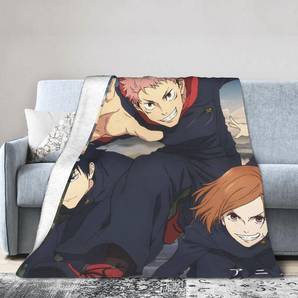 Super Soft BlanketKids Travel Gojo Satoru Jujutsu Kaisen Throw Blanket Flannel Bedspread For Couch Chair Sofa Bed Cover