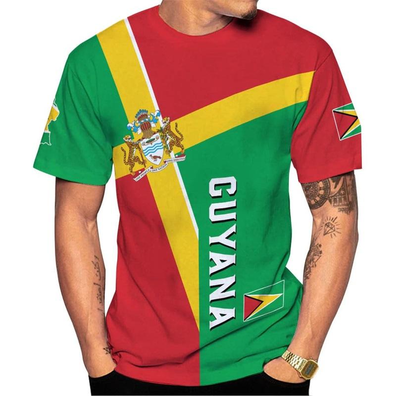 3D Print Personalized Guyana Tee Shirts For Men Guyanese Coat Of Arms National Flag T-Shirt New In Mens Short Sleeve T Shirt Top