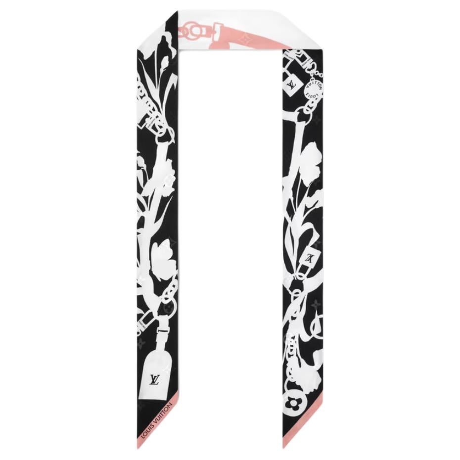 Louis Vuitton Floral Butterfly Pattern LV Logo Silk Headband Women accessories Black Pink White M98485 Basic Packaging-Box Not Included