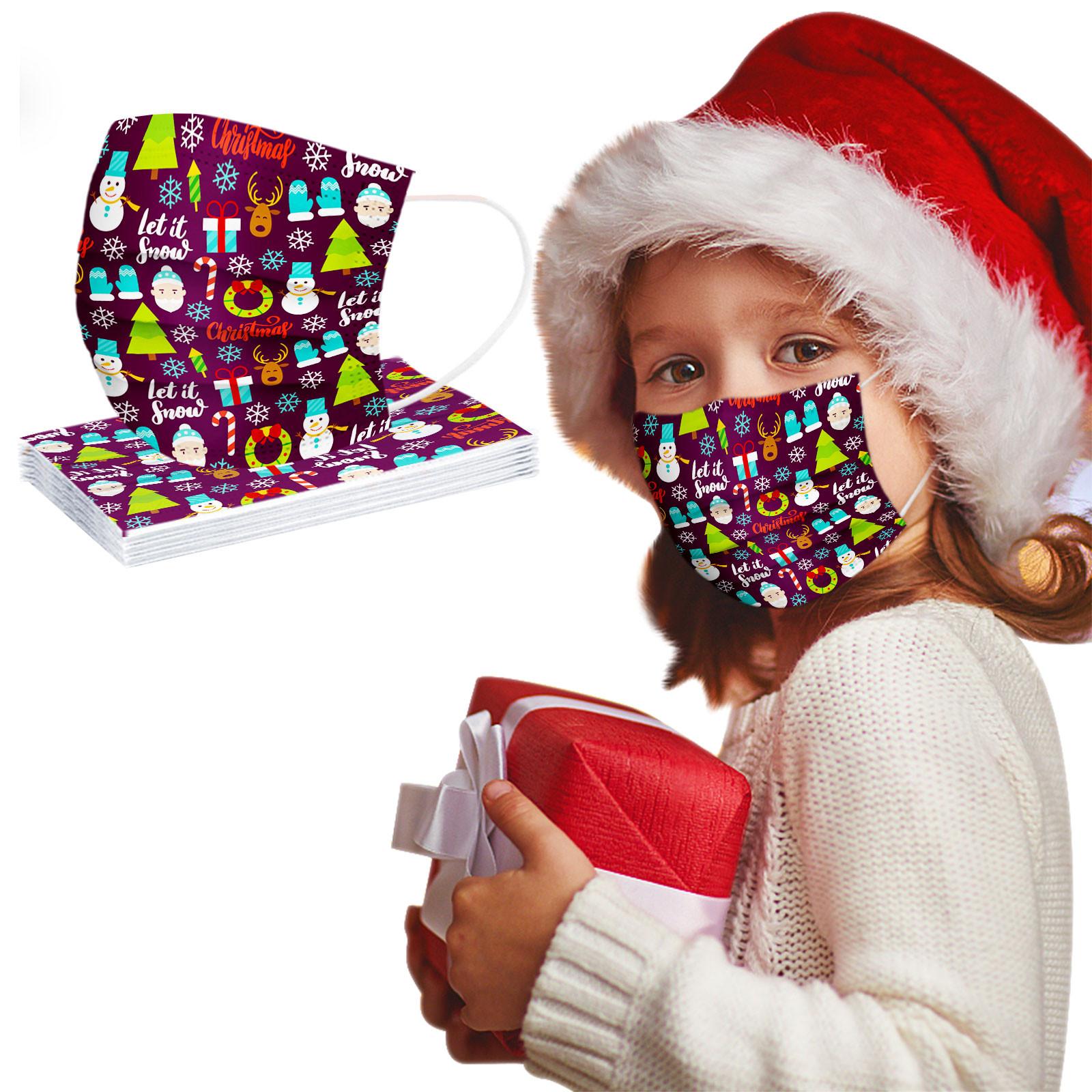 

Детская маска Одноразовая рождественская маска для лица Промышленная 3-слойная ушная петля 10 шт.