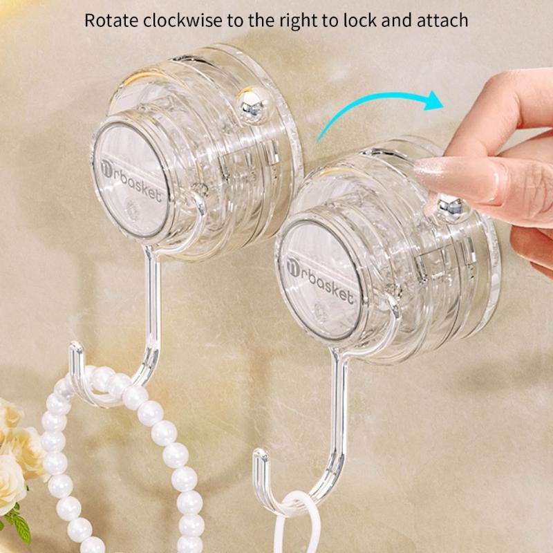 Set of 2 Suction Cup Hook Clip Multifunctional Clear Holders for Home and Supermarket Daily Casual Use Organization