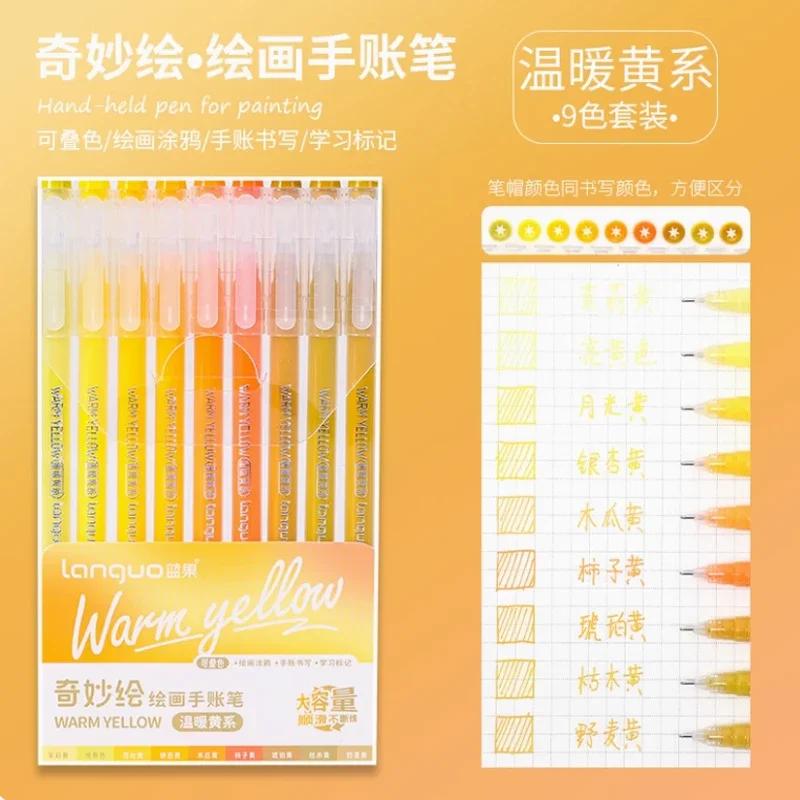 Languo 198/9 Colors Morandi Colorful Gel Pen Student Note Marker Painting Graffiti Color Pen Stationery Office School Supplies