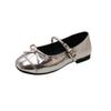 Silver Light Mouth Ballet Flat-soled Single Shoes Women's New Summer Skirt Round Head Beanie Shoes