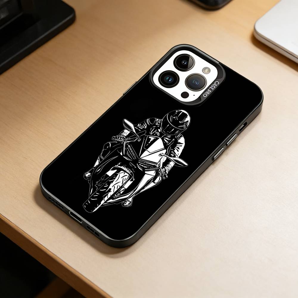 

Cool motorcycle rider Phone Case For iPhone 17,16,15,14,13,12,11 Plus,Pro Max,XS,Colorful Silver Black Cover iPhone15promax