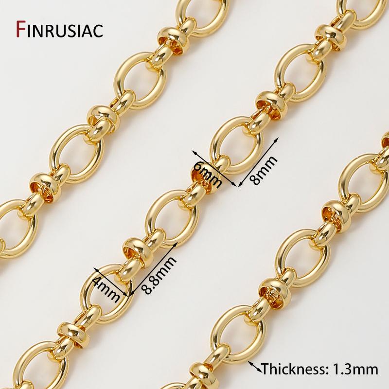 18K Gold Plated Brass Oval Knot Chain,6*8mm Cable Link Chain For DIY Jewelry Handmade Necklace Bracelet Making Supplies 0.5 meter